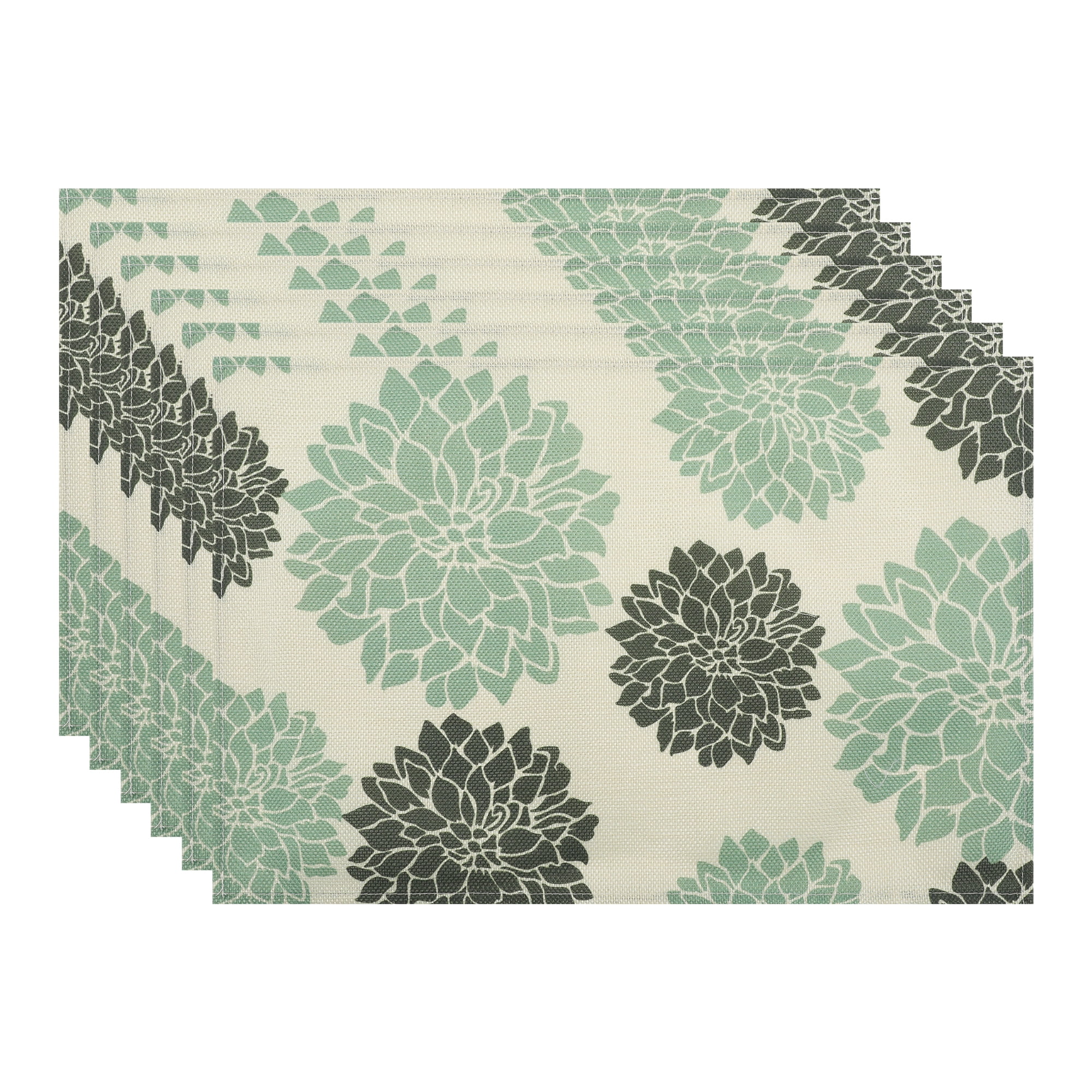 Unique Bargains Plastic Placemats Set of 6 for Dining Table Decor Indoor Floral