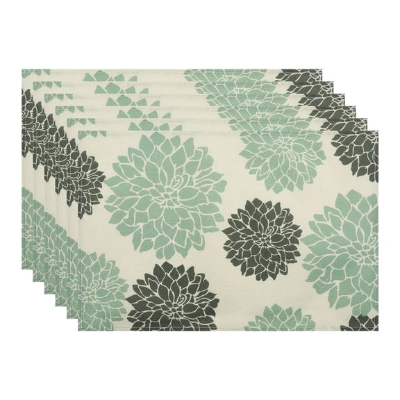 Unique Bargains Plastic Placemats Set of 6 for Dining Table Decor Indoor Floral