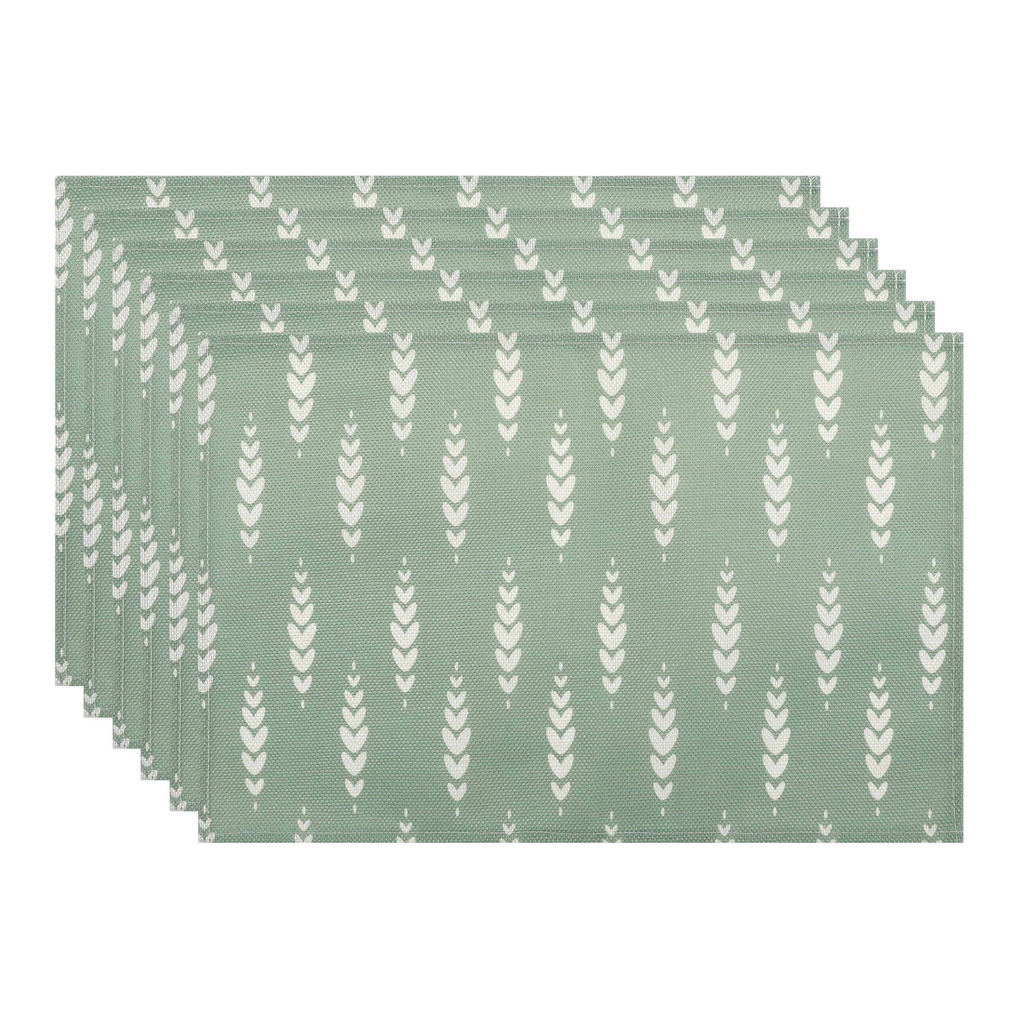Unique Bargains Plastic Placemats Set of 6 for Dining Table Decor Indoor Green/White
