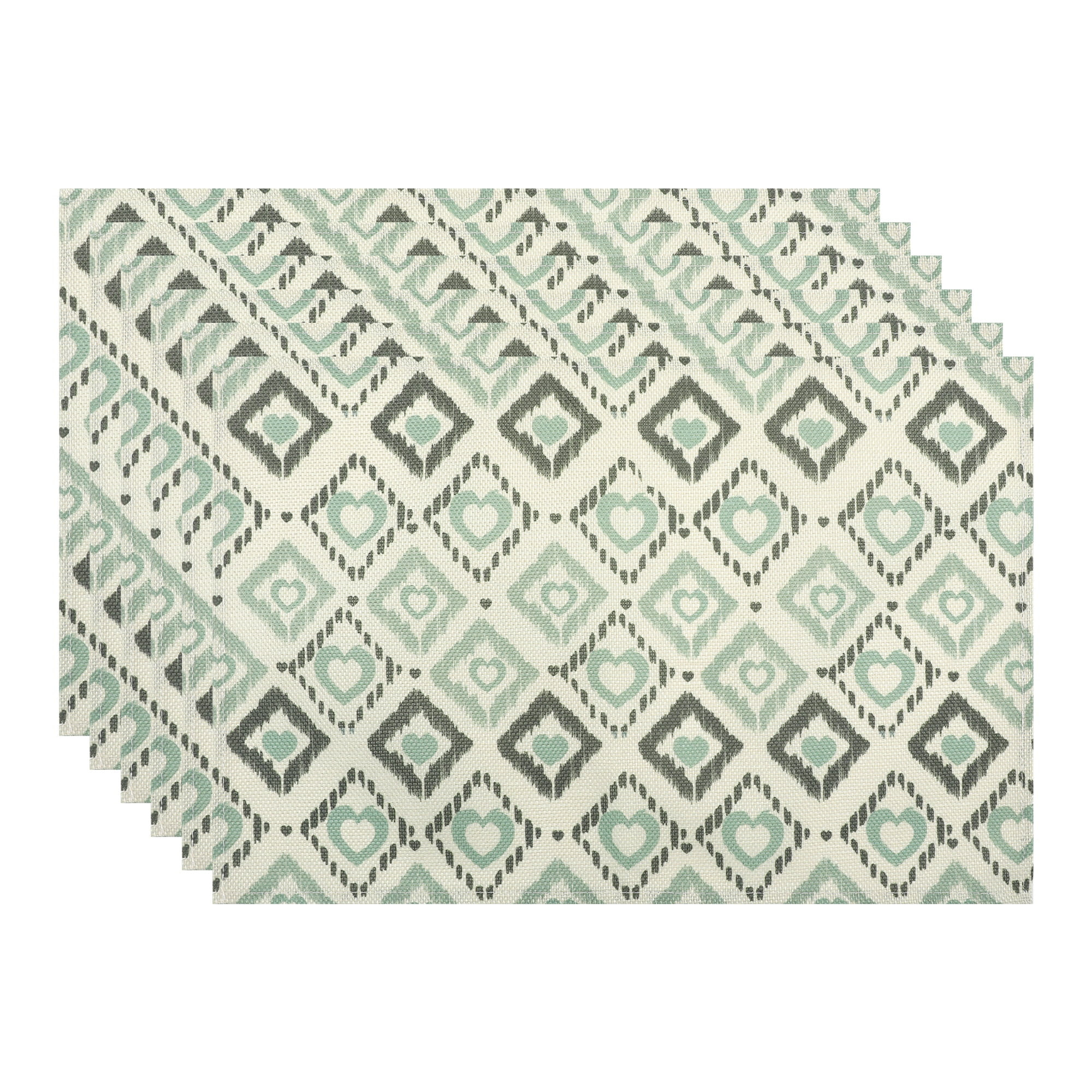 Unique Bargains Plastic Placemats Set of 6 for Dining Table Decor Indoor Green