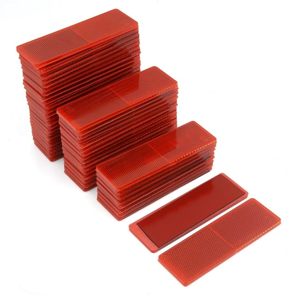 Unique Bargains Plastic Rectangle Reflective Warning Vehicle Reflector Plates Red 50 Pcs