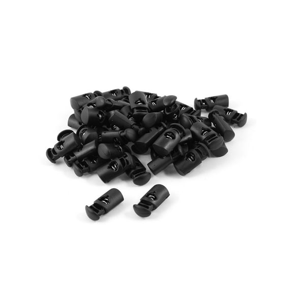 Unique Bargains Plastic Rope Spring Loaded Clothes Cord Locks Black 50pcs