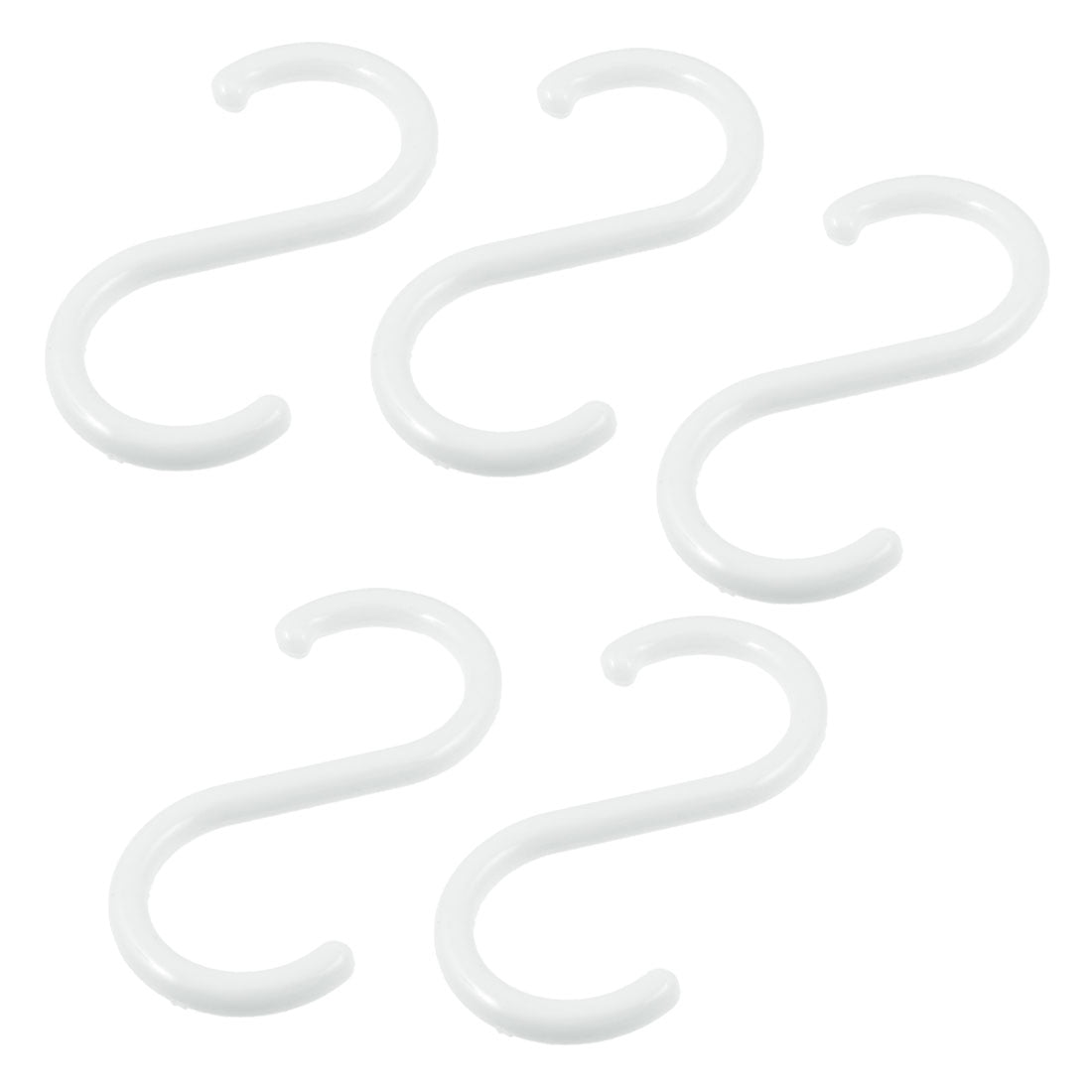 Unique Bargains Plastic S Shape Hanger Hook for Home Clothing Baskets, 5 Pieces, White