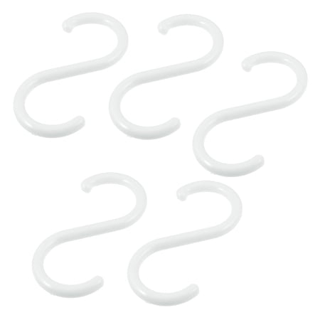 Unique Bargains Plastic S Shape Hanger Hook for Home Clothing Baskets, 5 Pieces, White