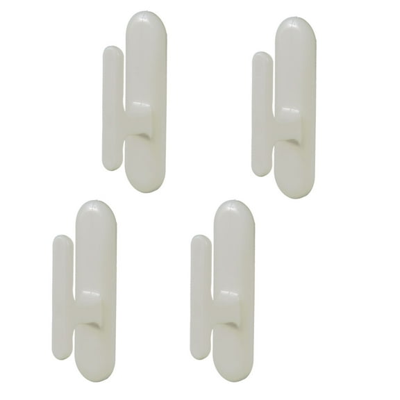 Unique Bargains Plastic Self Adhesive Hook Window Curtain Hat Scarf Hanger Holder White 4 Pcs