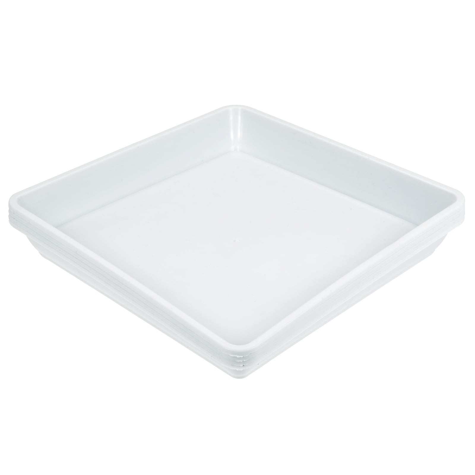 Unique Bargains Plastic Square Plant Saucer Flower Drip Tray 4pcs White 7"