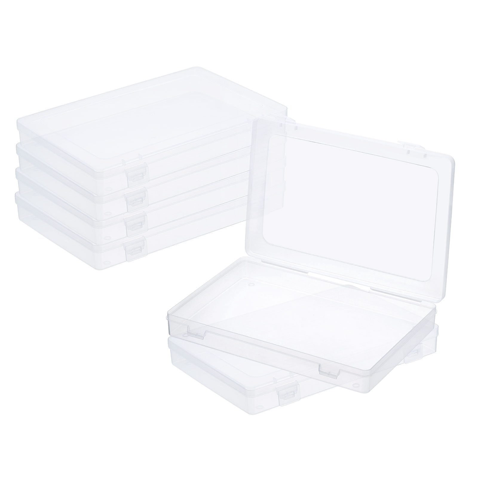 Unique Bargains Plastic Stackable Clear Storage Box with Hinged Lid 6 Pack