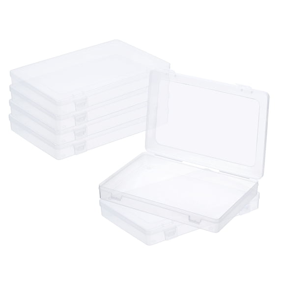 Unique Bargains Plastic Stackable Clear Storage Box with Hinged Lid 6 Pack