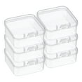 thumbnail image 1 of Unique Bargains Plastic Storage Box with Hinged Lid Stackable Organizer Clear 1.8"x1.8"x1", 1 of 5