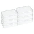 thumbnail image 1 of Unique Bargains Plastic Storage Box with Hinged Lid Stackable Organizer Clear 3.3"x2.2"x1", 1 of 5