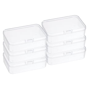 Unique Bargains Plastic Storage Box with Hinged Lid Stackable Organizer Clear 3.3"x2.2"x1"