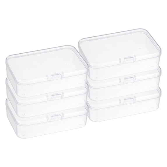 Unique Bargains Plastic Storage Box with Hinged Lid Stackable Organizer Clear 3.3"x2.2"x1"