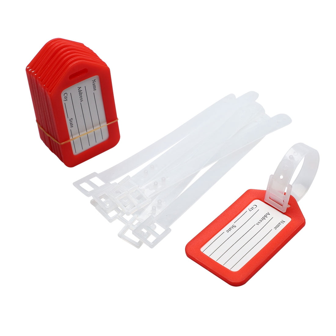 Unique Bargains Plastic Suitcase Bag ID Name Label Luggage Holder Tag 10 Pcs Red White