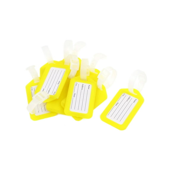 Unique Bargains Plastic Suitcase Bag Name Label Luggage Holder Tag 10 Pcs Yellow White