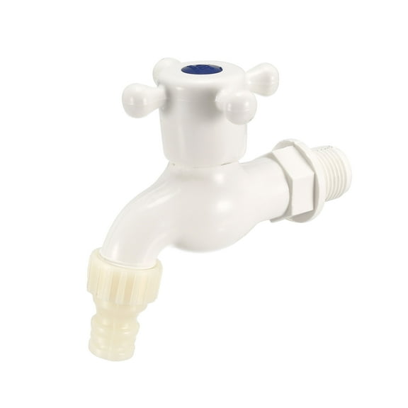 Unique Bargains Plastic Water Tap Faucet Cross Handle with Single Spout G1/2 Male Thread 2 pcs