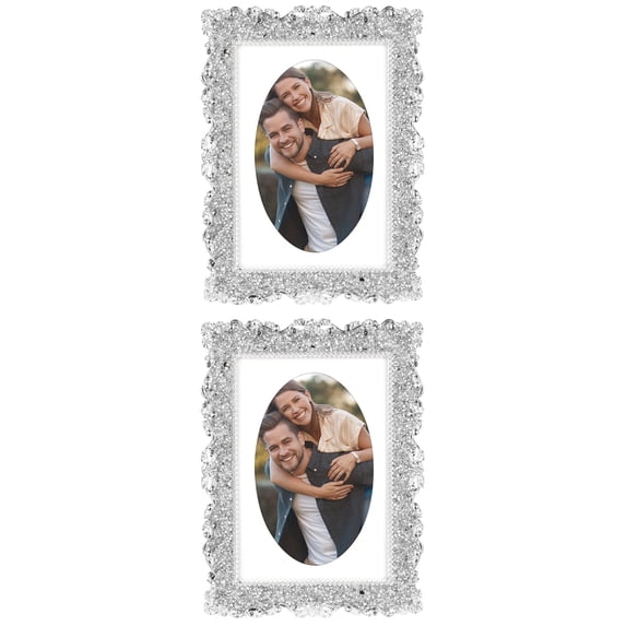 Metal Photo Frame Shape Unique Bargains Plated Picture Frame with Crystal Photo Frames Silver ...