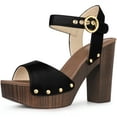 thumbnail image 1 of Unique Bargains Platform Buckle Ankle Strap Chunky High Heels Sandals for Women Black 8, 1 of 6