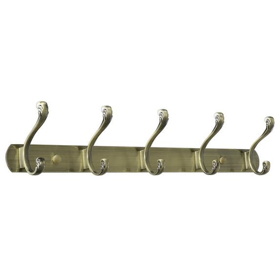 Unique Bargains Plating Dual Zinc Alloy Wall Hook Rack Bronze Tone with 5 Hooks