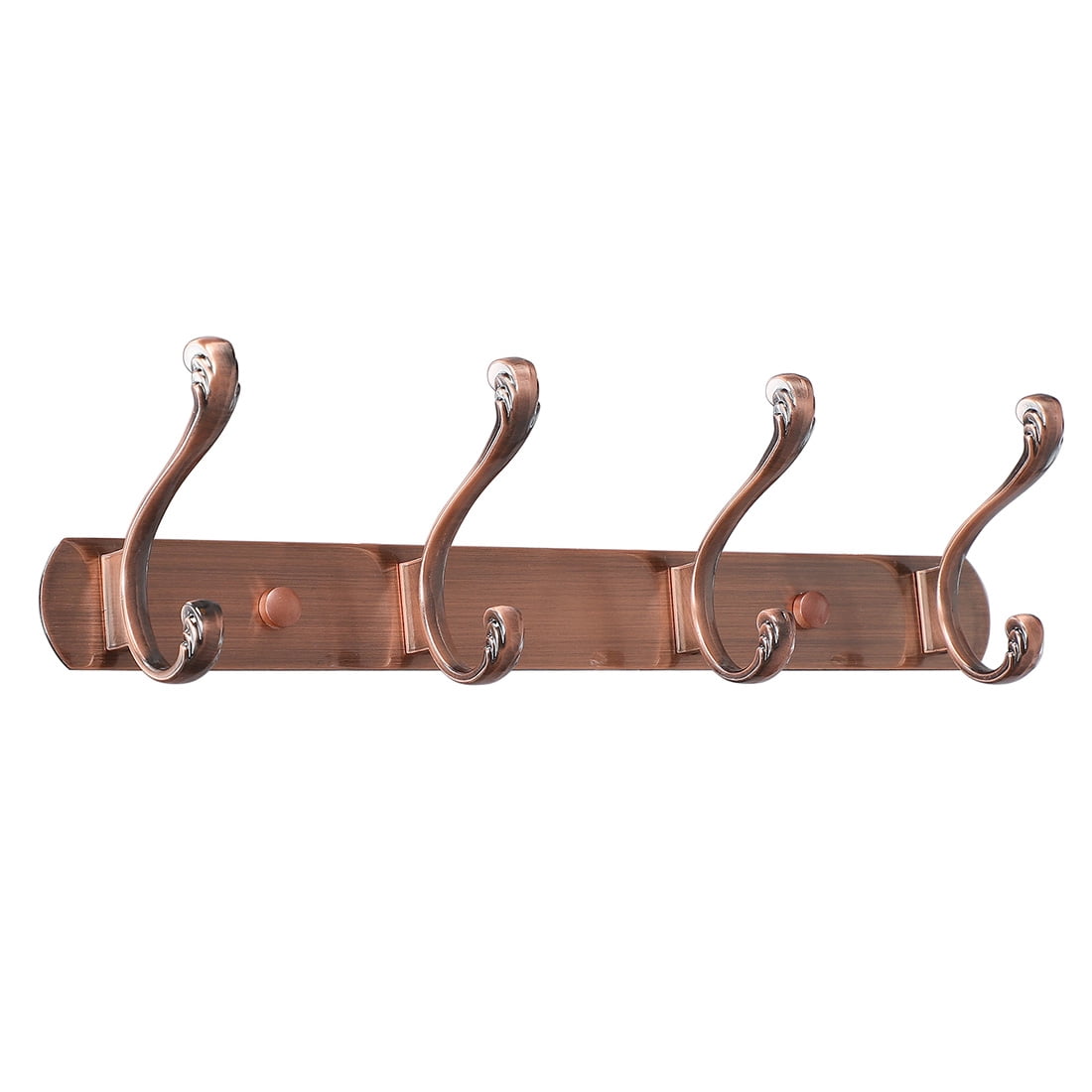 Unique Bargains Plating Dual Zinc Alloy Wall Hook Rack Copper Tone 4 Hooks