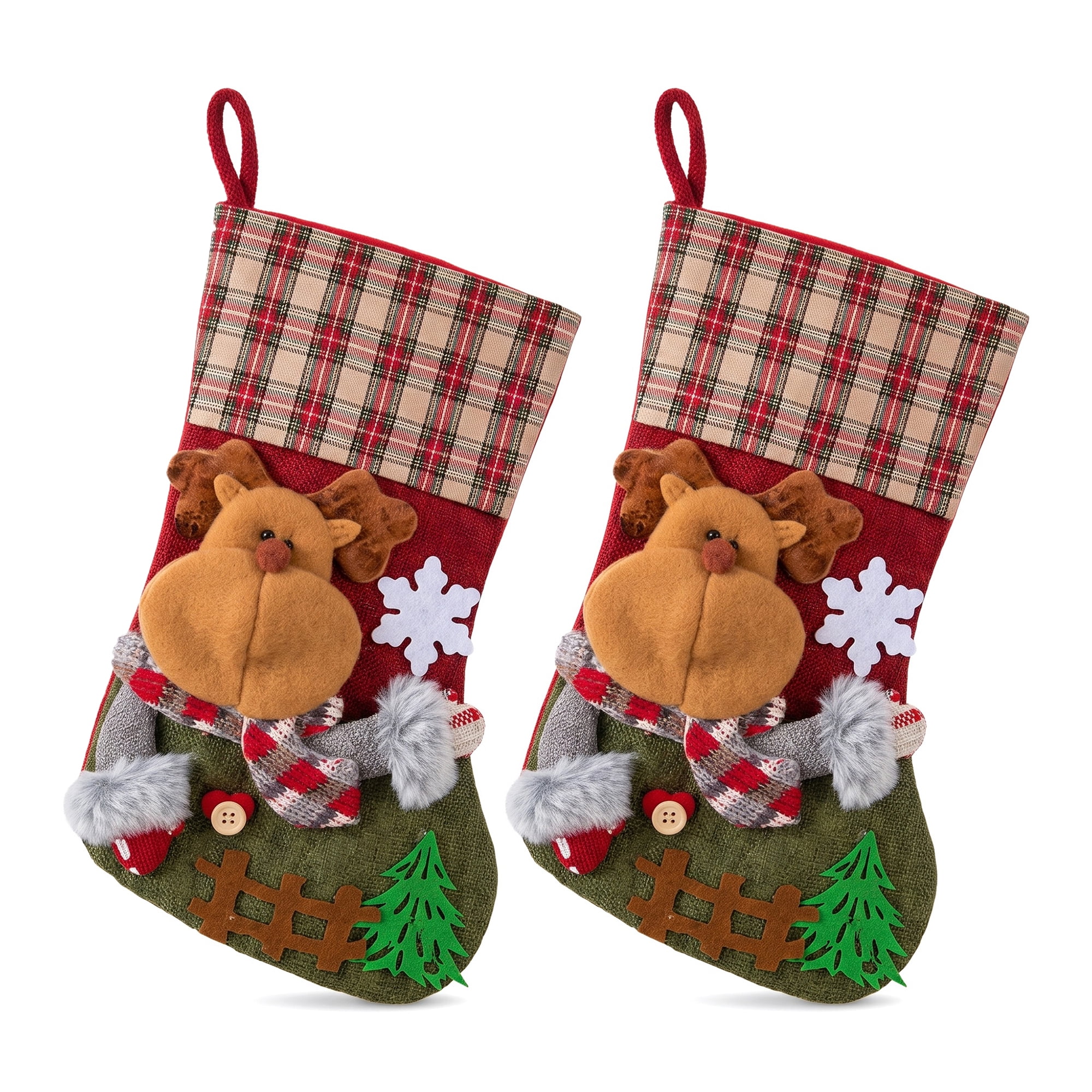 Unique Bargains Playful Cartoon Christmas Stockings Sideboard Rail Accents Deer 12"