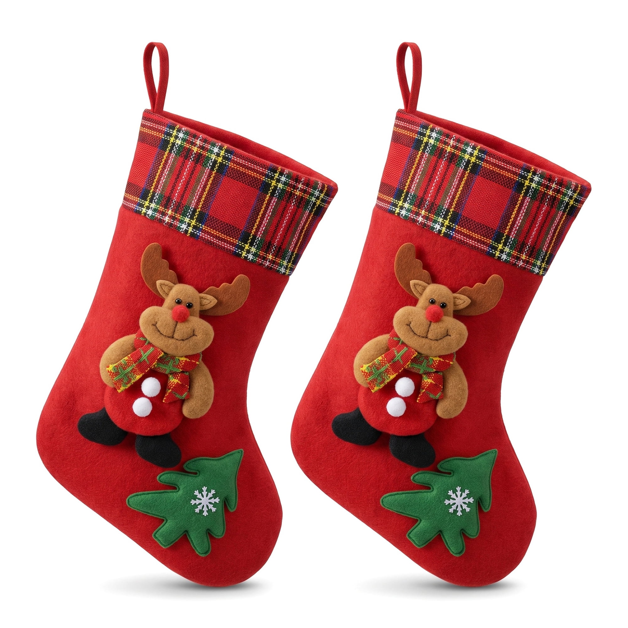 Unique Bargains Playful Cartoon Christmas Stockings Sideboard Rail Accents Red Deer 12"