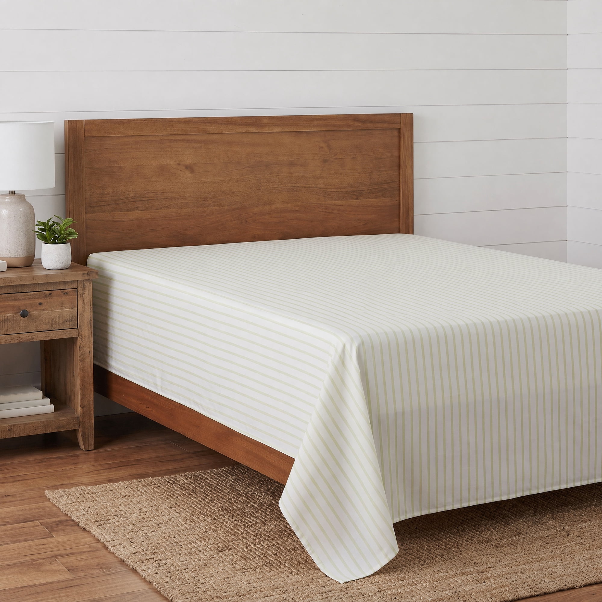 Unique Bargains Ployester Bed Soft Flat Sheet Cozy Bedding for Bedroom Green 63"x91"