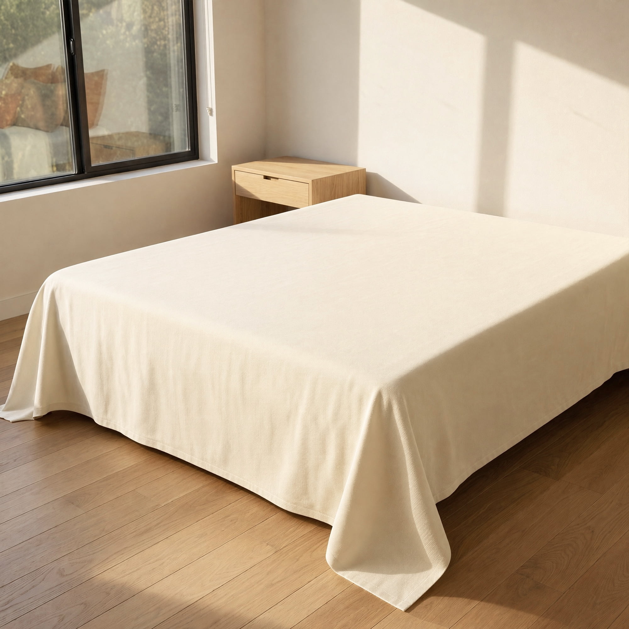 Unique Bargains Ployester Gauze Bed Breathable Flat Sheet Bedding Creamy Yellow 63"x91"