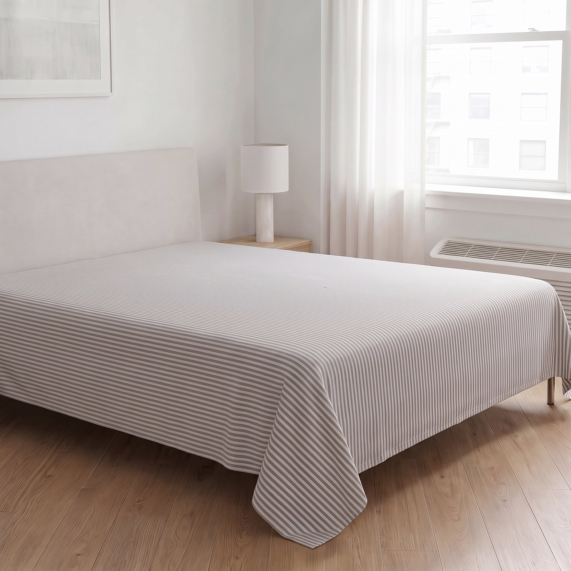 Unique Bargains Ployester Soft Flat Sheet Wrinkle Bedding for Bedroom Gray 63"x91"