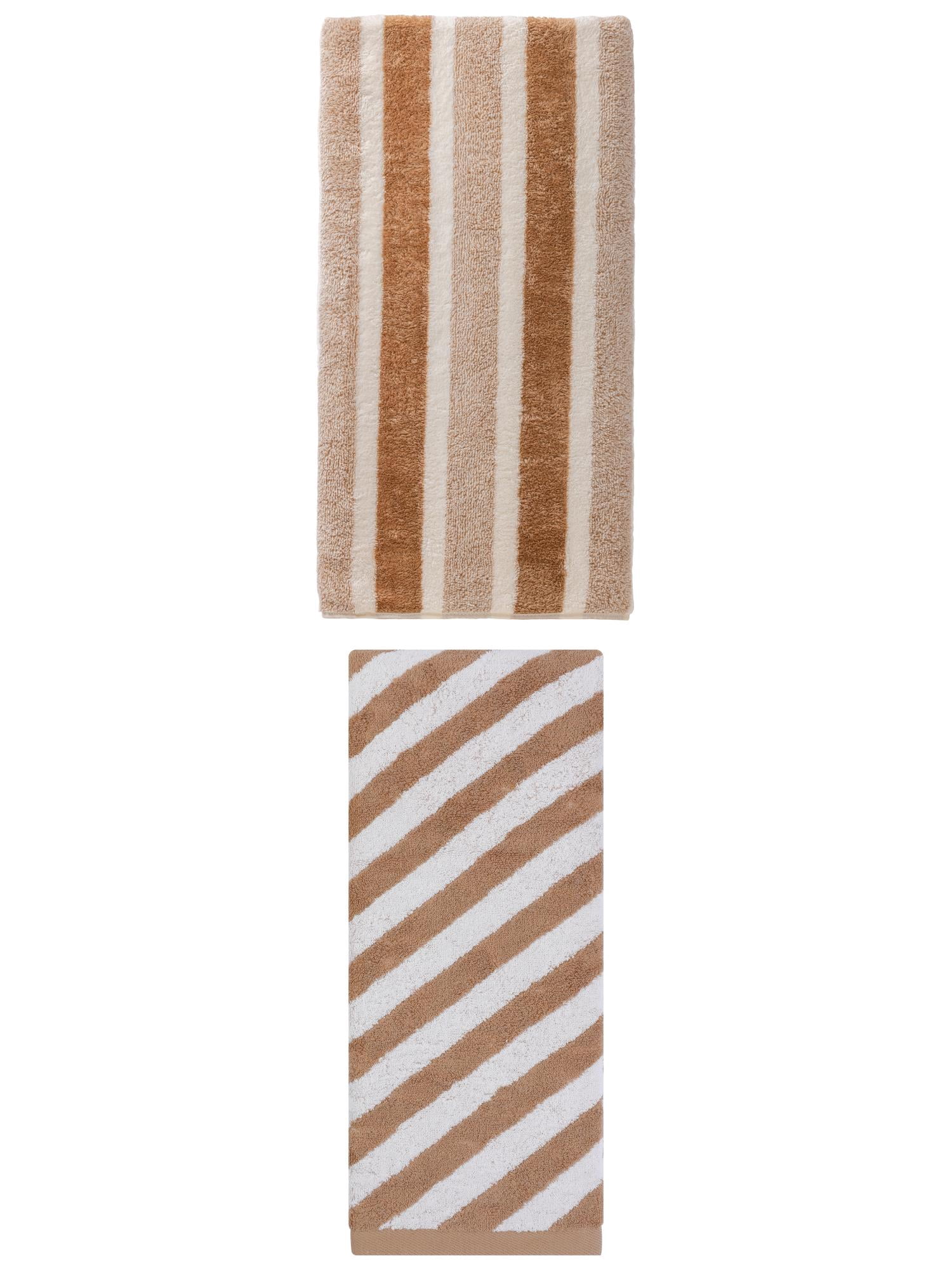 Unique Bargains Plush Absorbing Bath Towel 2 Pack Brown 71" x 35"/55" x 28"