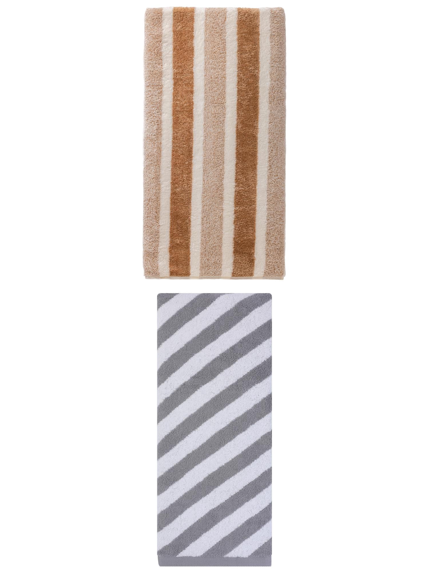 Unique Bargains Plush Absorbing Bath Towel 2 Pack Brown/Grey 71" x 35"/55" x 28"