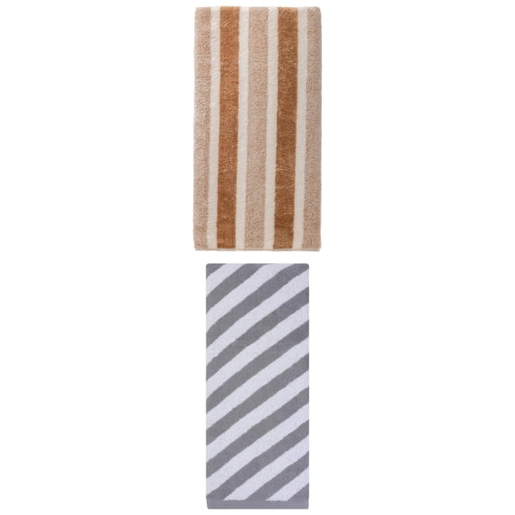 Unique Bargains Plush Absorbing Bath Towel 2 Pack Brown/Grey 71" x 35"/55" x 28"