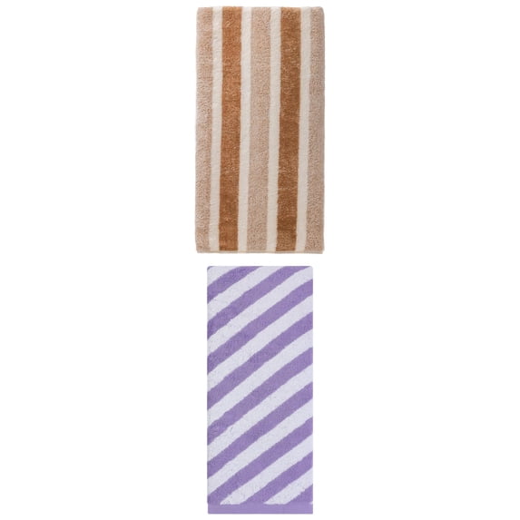 Unique Bargains Plush Absorbing Bath Towel 2 Pack Brown/Purple 71" x 35"/55" x 28"