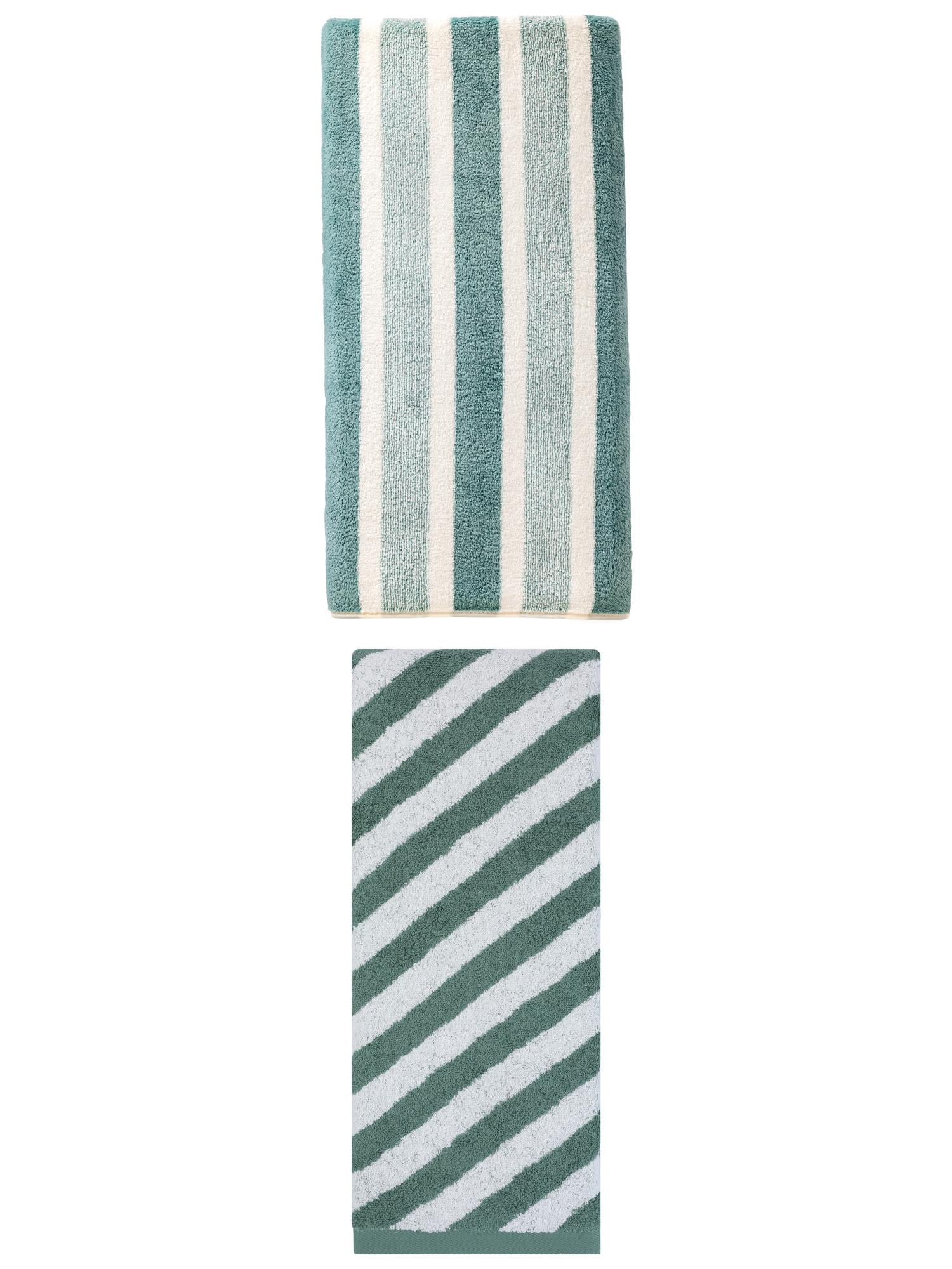 Unique Bargains Plush Absorbing Bath Towel 2 Pack Green 71" x 35"/55" x 28"