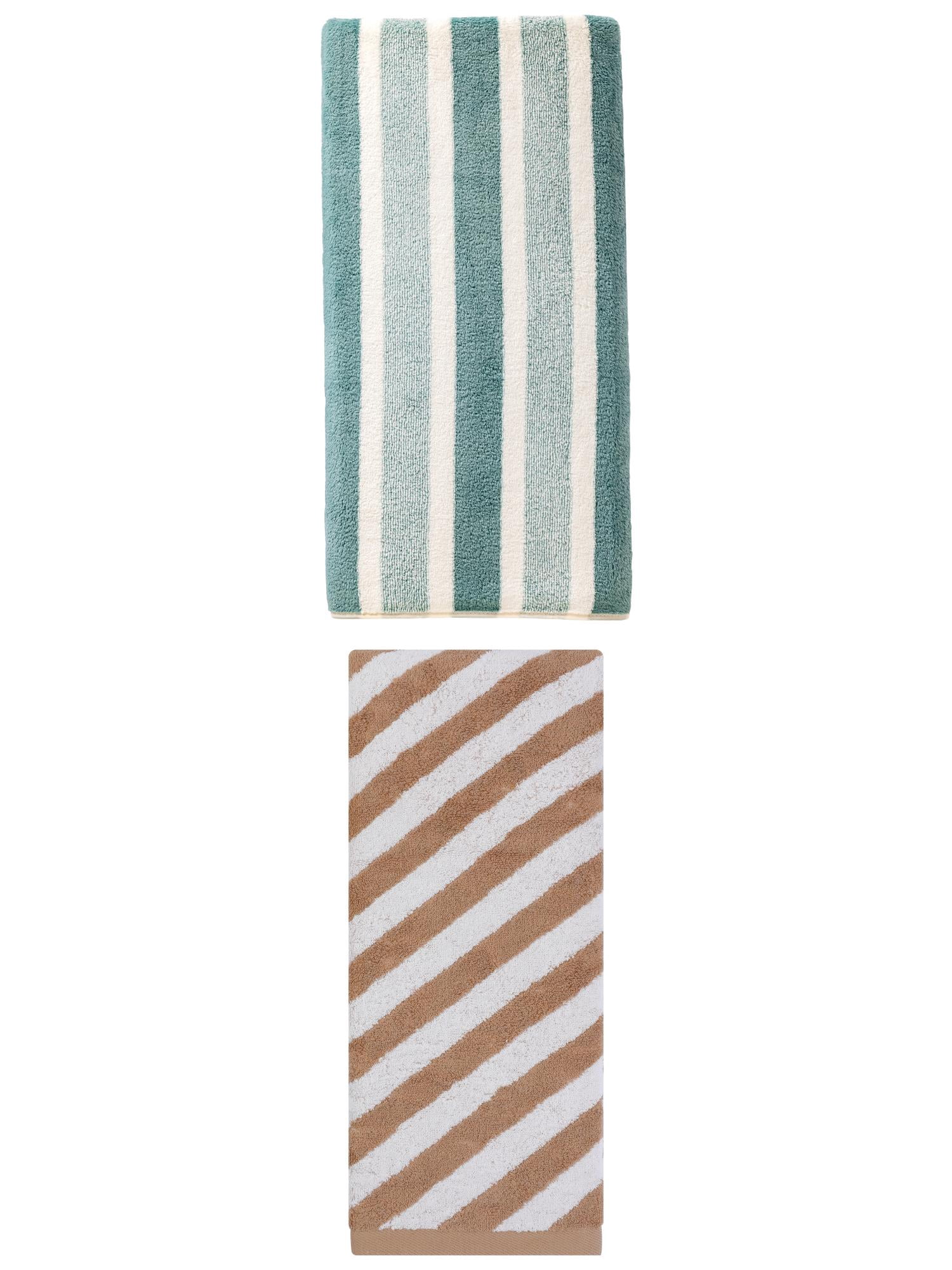 Unique Bargains Plush Absorbing Bath Towel 2 Pack Green/Brown 71" x 35"/55" x 28"