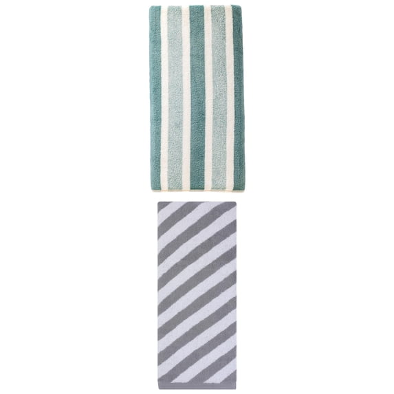 Unique Bargains Plush Absorbing Bath Towel 2 Pack Green/Grey 71" x 35"/55" x 28"