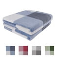 thumbnail image 1 of Unique Bargains Plush Buffalo Reversible Plaid Flannel Fleece Blanket, Throw, Blue White, 1 of 8