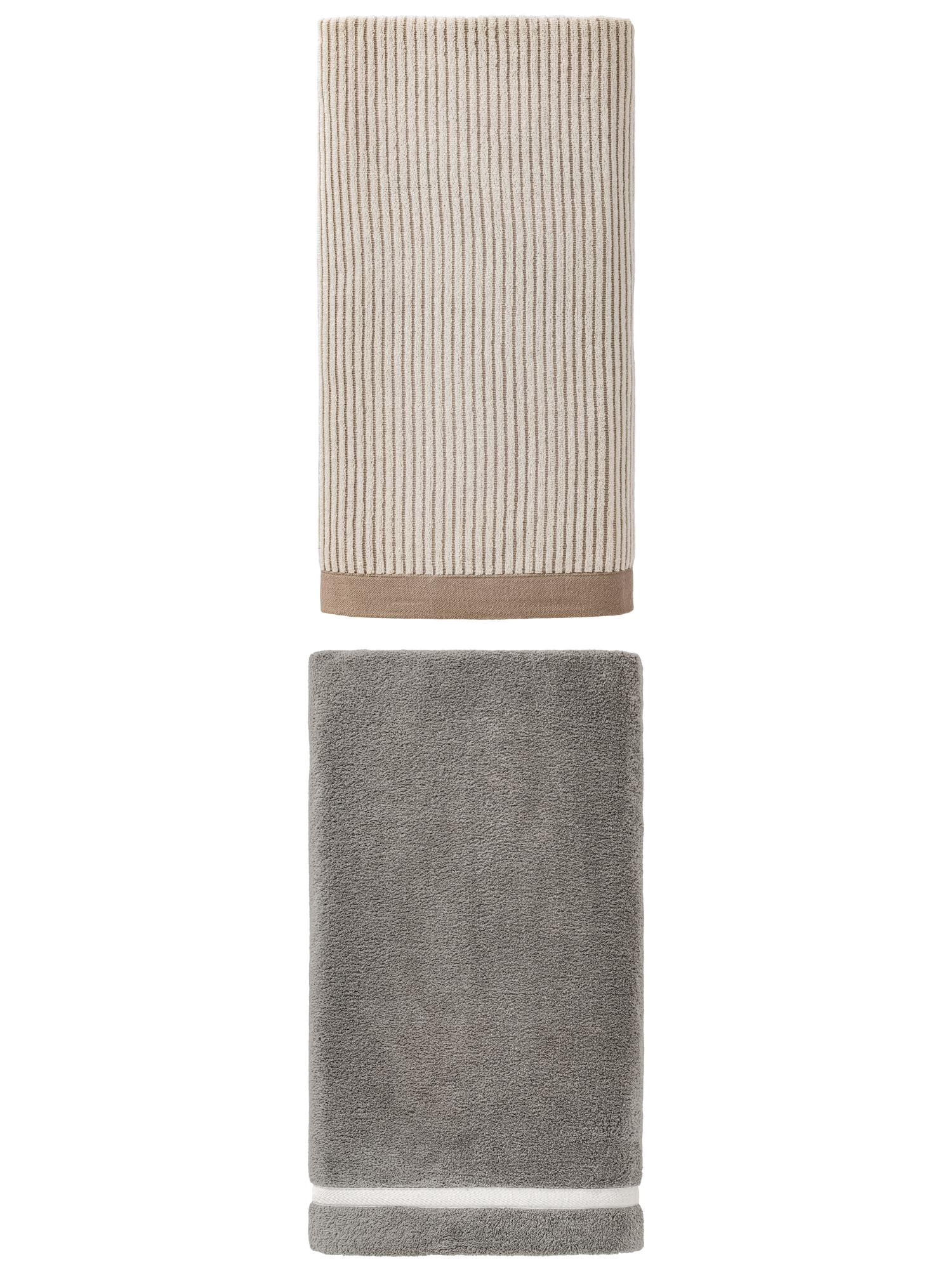 Unique Bargains Plush Coral Fleece Bath Towel 2 Pack Grey/Brown 63" x 31"/55" x 28"
