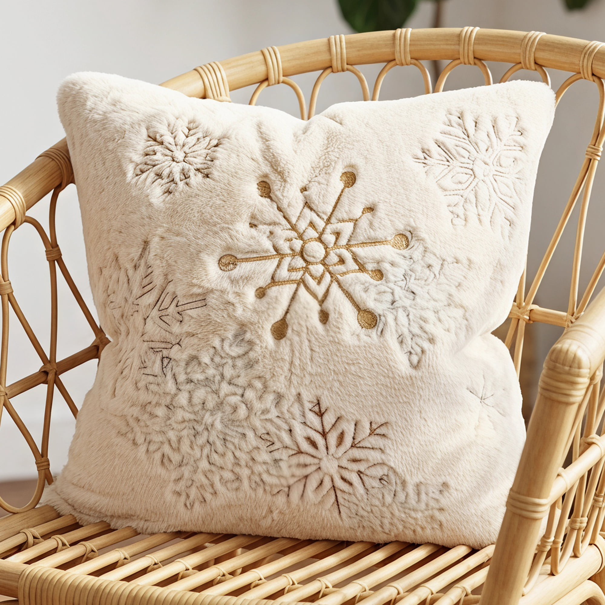 Unique Bargains Plush Embroidered Throw Pillow Cover Cushion Case Snowflakes 18"x18"