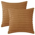 thumbnail image 1 of Unique Bargains Plush Faux Fur Solid Striped Throw Decorative Pillow Covers (2 Count) Light Brown 16"x16", 1 of 7