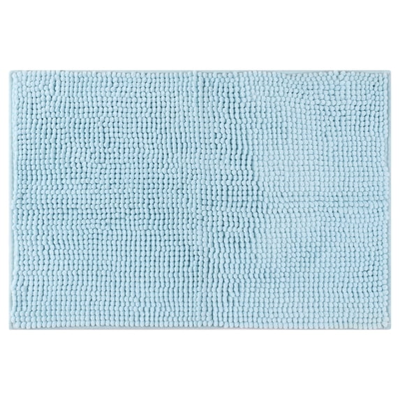 Unique Bargains Plush Fluffy Non-Slip Extra Thick Microfiber Quick Dry Bathroom Mat Blue 20"x32"