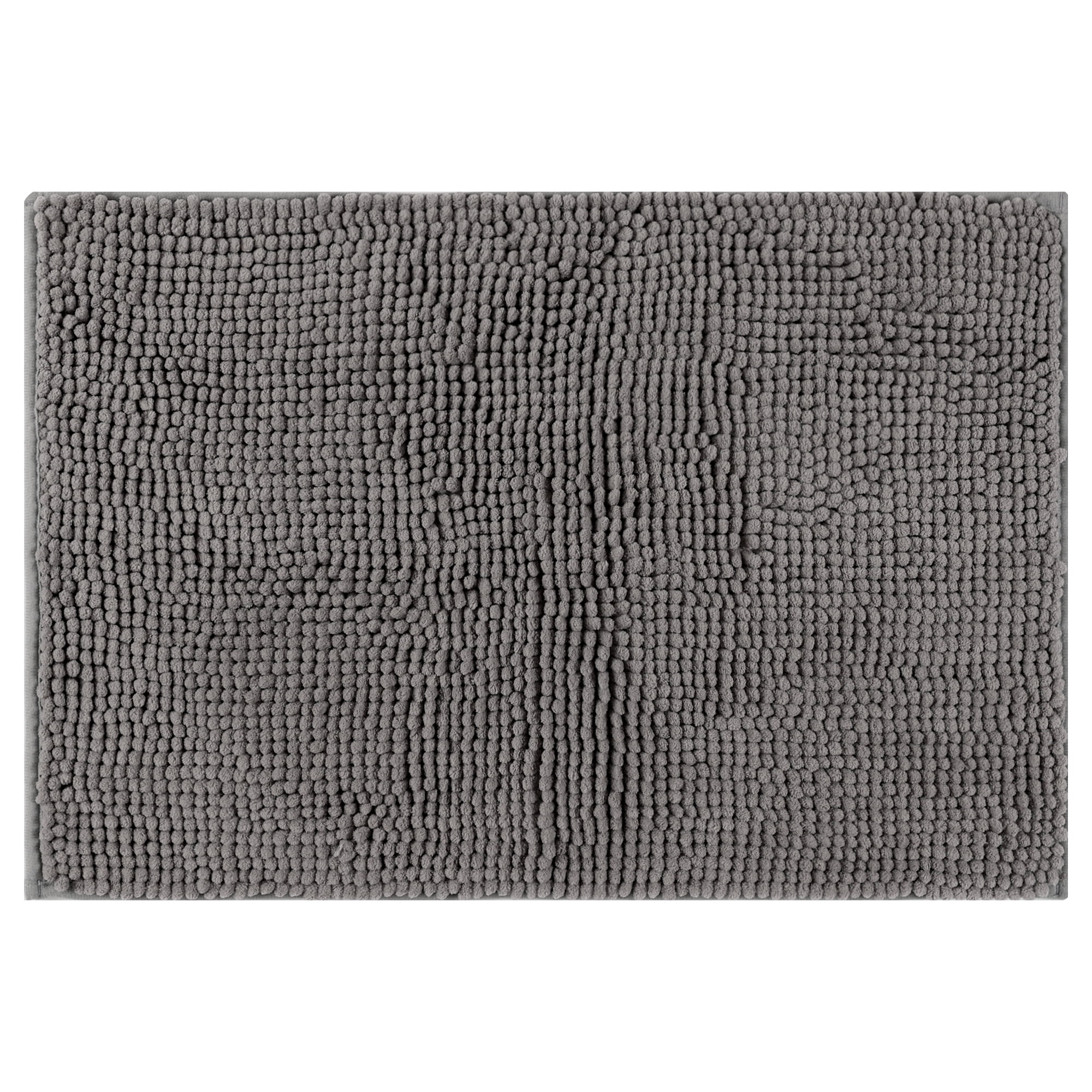 Unique Bargains Plush Fluffy Non-Slip Extra Thick Microfiber Quick Dry Bathroom Mat Grey 16"x24"