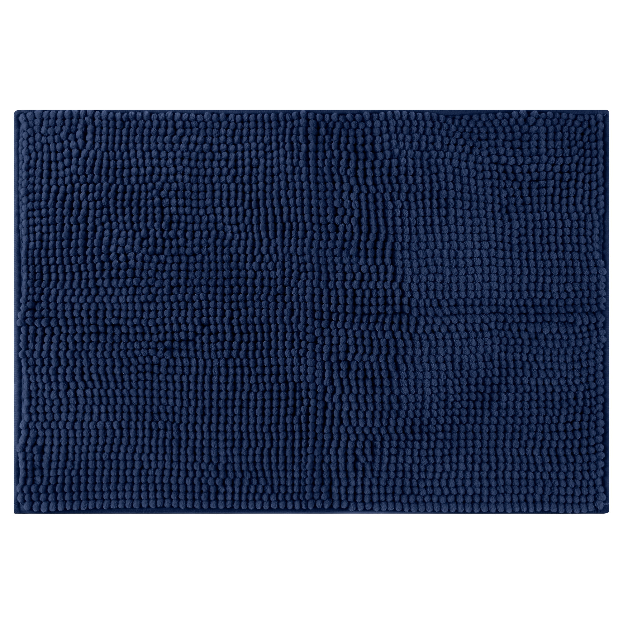 Unique Bargains Plush Fluffy Non-Slip Microfiber Quick Dry Bathroom Mat Dark Blue 20"x32"
