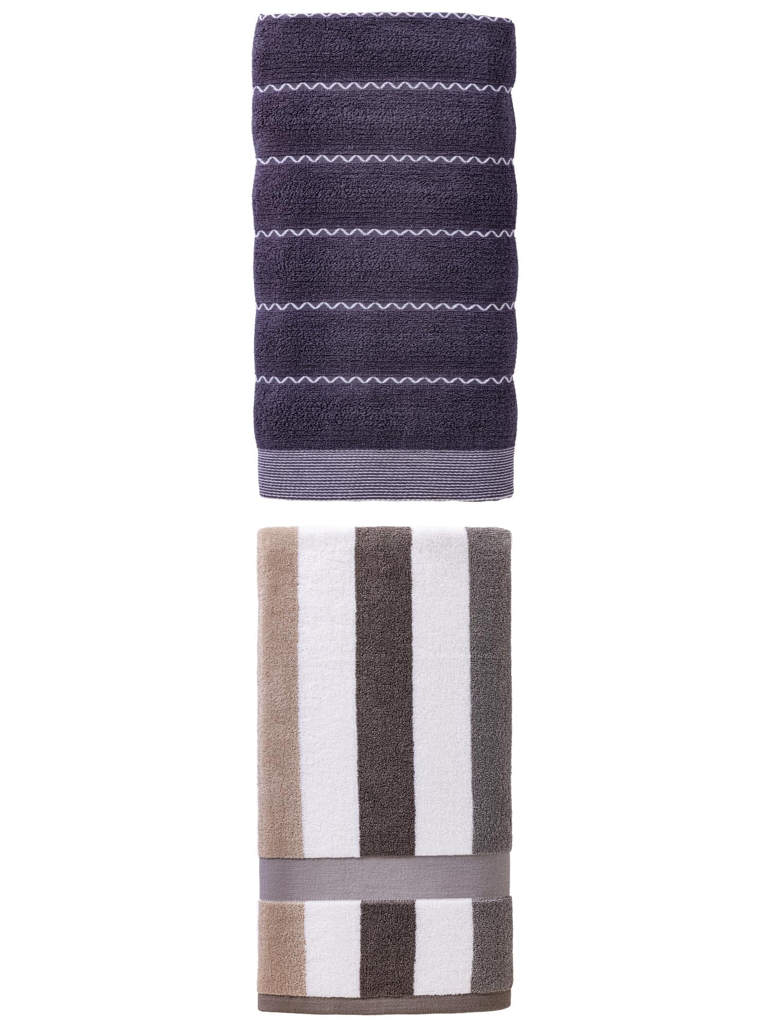 Unique Bargains 2Pcs Plush Gentle High Absorbency Bath Towel Blue/Grey 55"x28"
