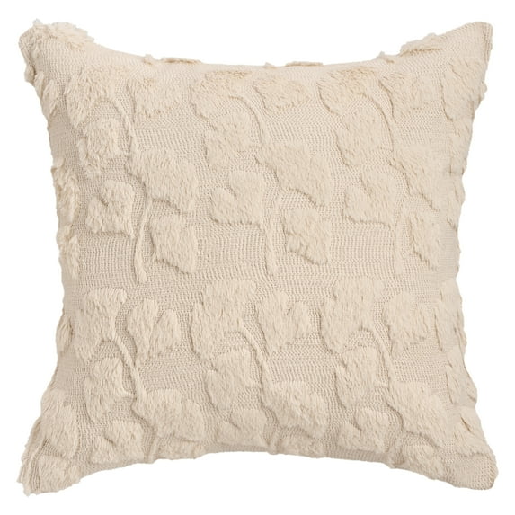 Unique Bargains Plush Ginkgo Leaf Embroidery Throw Pillow Covers Beige 18" x 18"