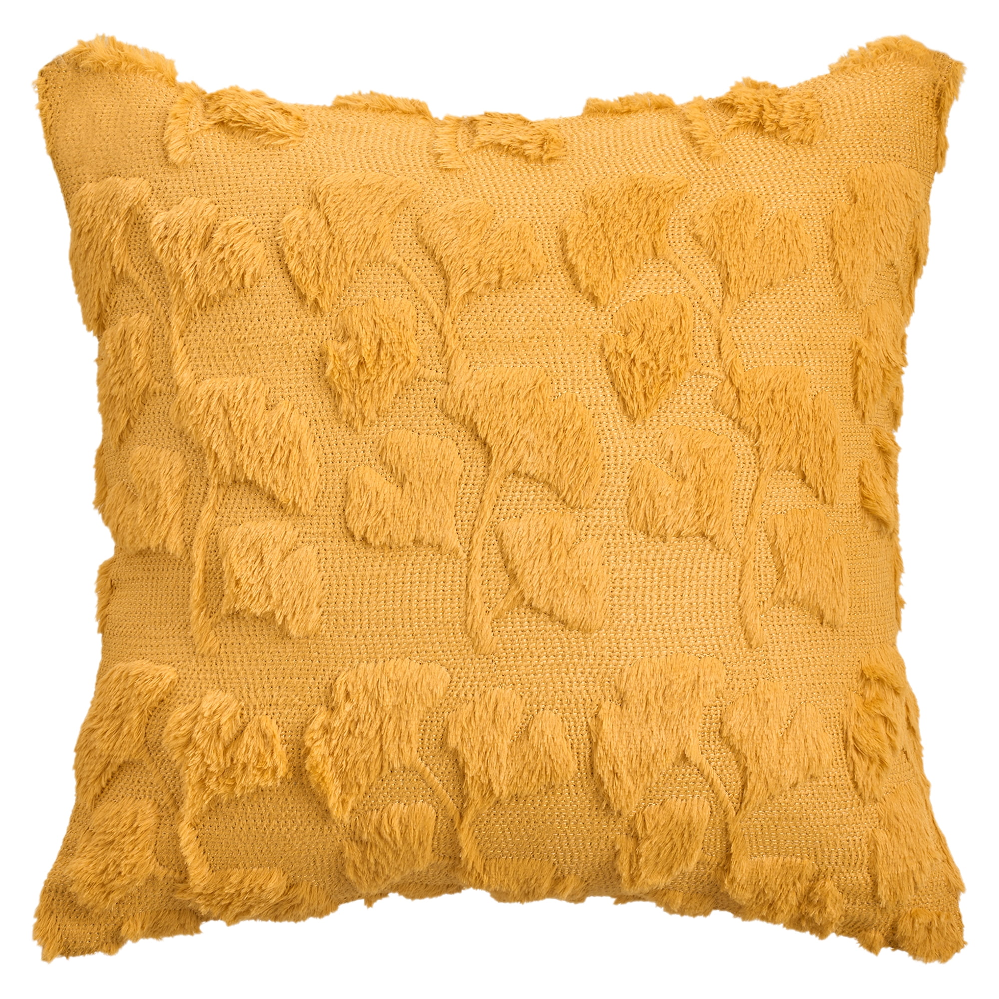 Unique Bargains Plush Ginkgo Leaf Embroidery Throw Pillow Covers Yellow 20" x 20"