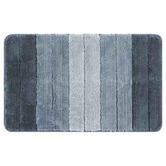 Unique Bargains Plush Gradient Striped Bath Rugs Microfiber Shaggy Mat with TPR Backing Blue 16" x 24"