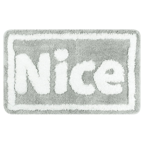 Unique Bargains Plush Non-slip Bathroom Letter Rug Soft Absorbent Bath Mat Cozy Bath Rugs Light Grey 20" x 32"