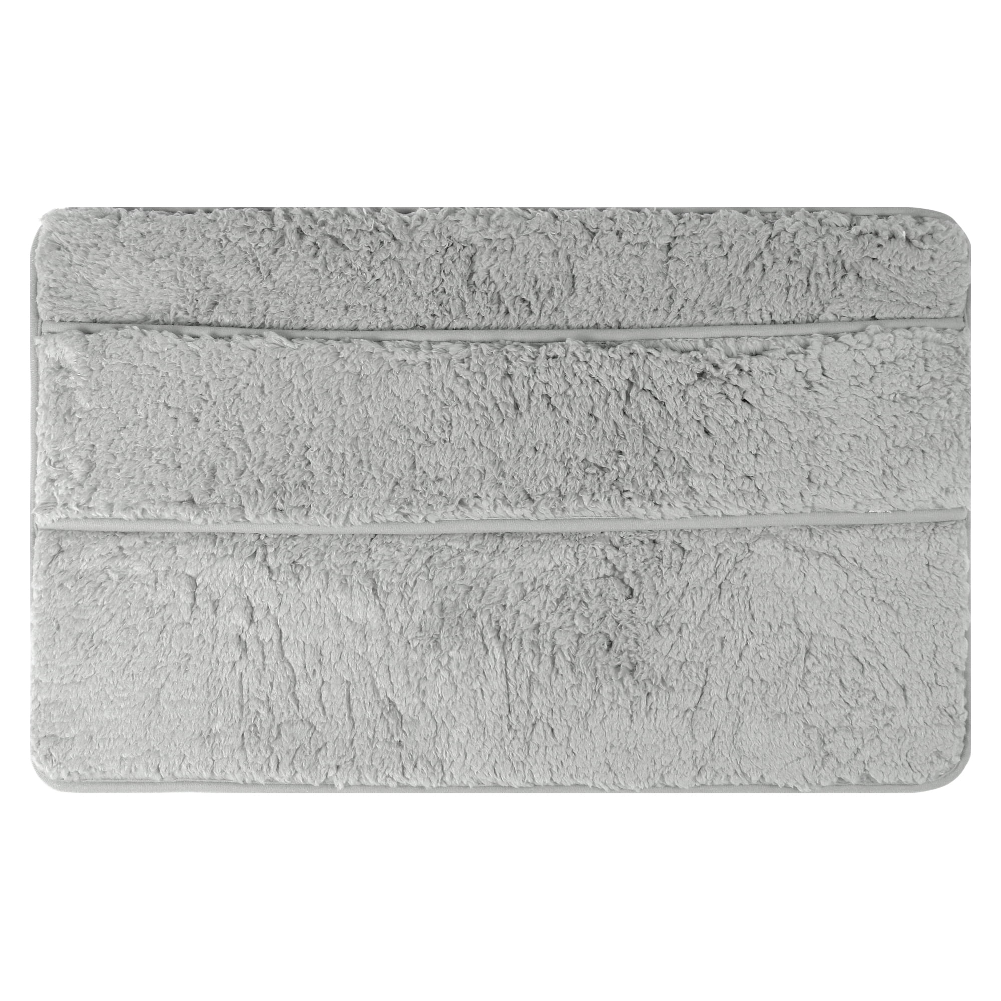Unique Bargains Plush Shaggy Rugs Mat Absorbent Bath Rugs Grey 16" x 24"