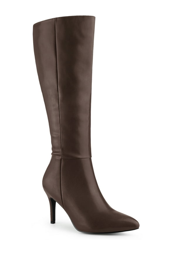 Pointed Toe Side Zipper Stiletto Heel Knee High Boots for Women