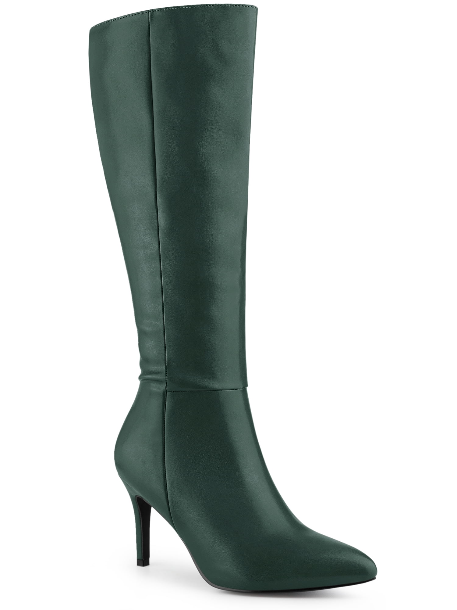Unique Bargains Pointed Toe Side Zipper Stiletto Heel Knee High Boots for Women